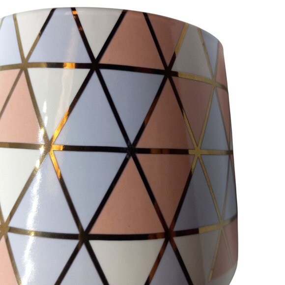 Edible Arrangements Geometric Triangles Ceramic Mug Gold Handle - Picture 3 of 5